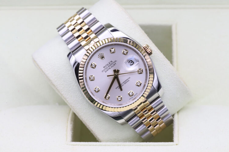 Rolex Datejust 36 116233 Silver Diamonds _ Full Set From 09/2007 _ Like New