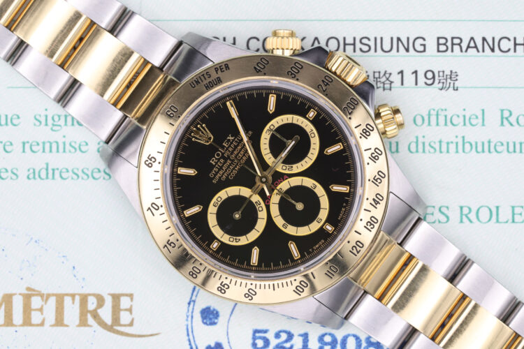 Rolex Daytona 16523 Zenith Black Tritium _ Full Set From 1997 _ Top Conditions